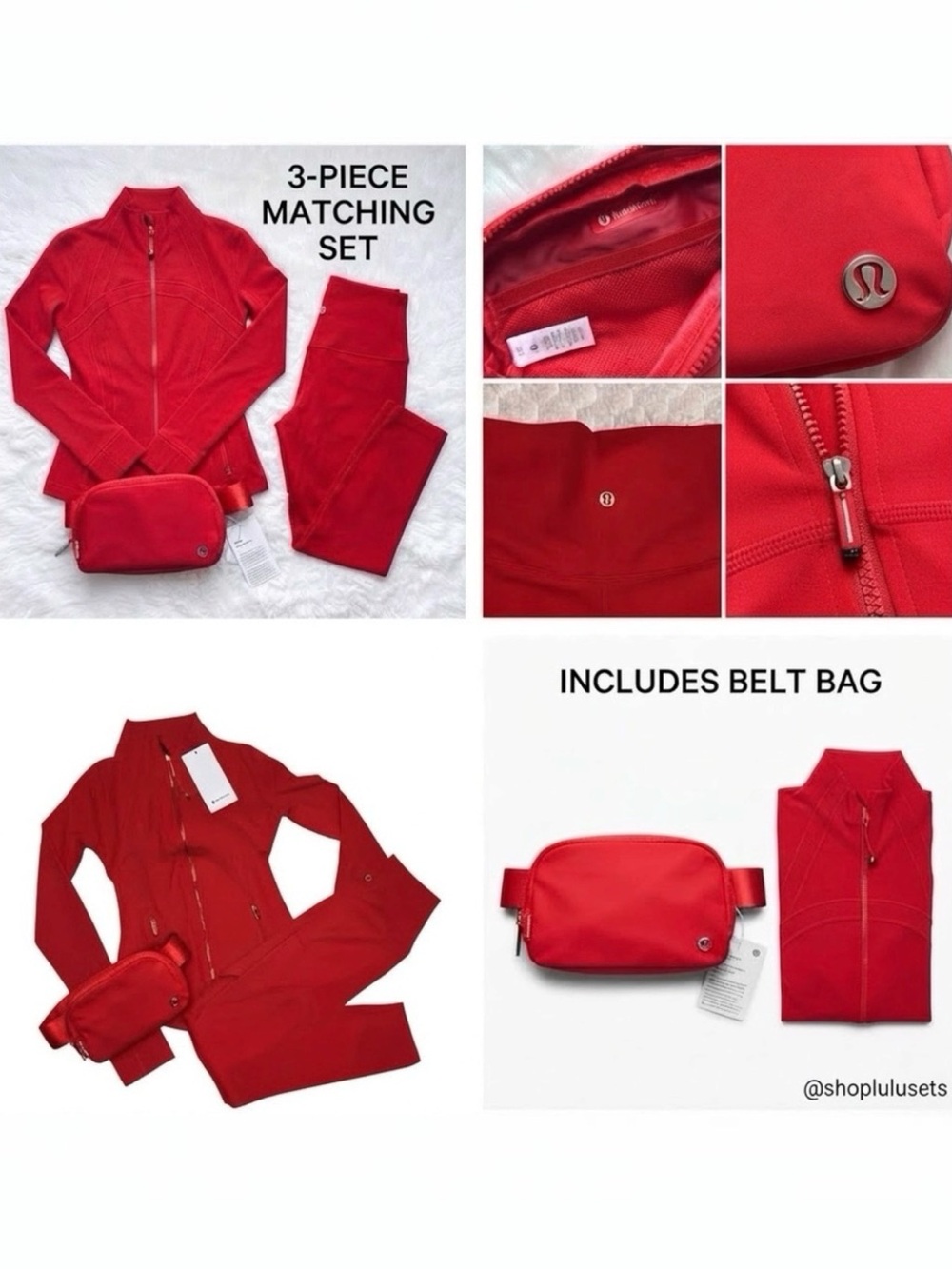 lululemon athletica Women’s Red 3-Piece Set — Jacket, Leggings & Belt Bag